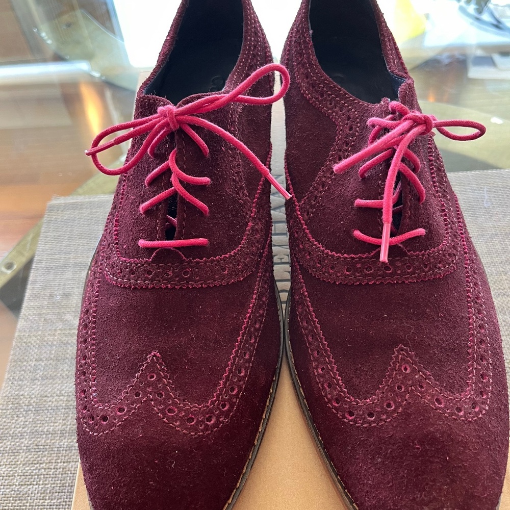 Mens Cole Haan Suede oxford size US11 burgundy and pink